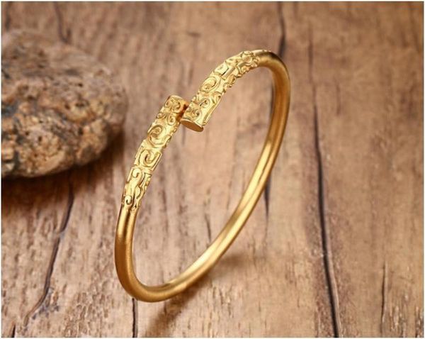 

bangle men's punk hip hop rock jewelry retro auspicious cloud pattern metal open bracelet gift, Black