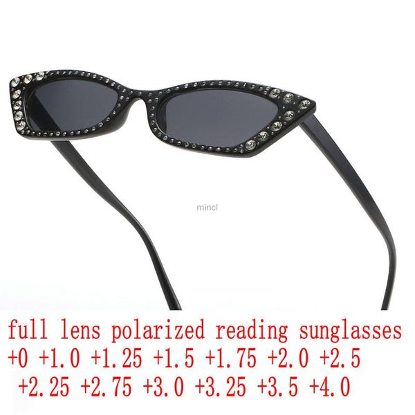 

sunglasses fashion with diamond cat eye polarized reading for owmen -full frame ladies sun readers (non bifocal), White;black