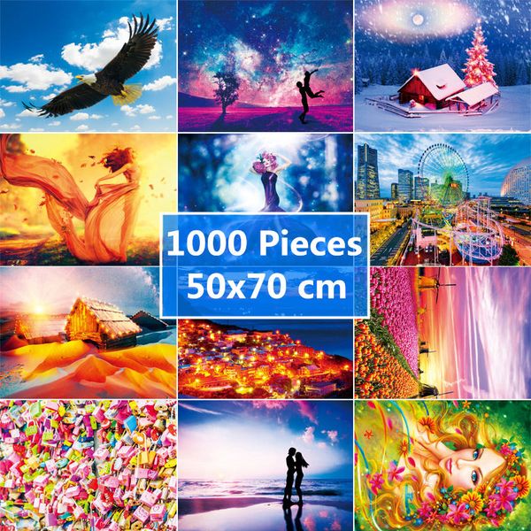 

50*70 cm Jigsaw Puzzles 1000 Pieces Educational Toys Paper Puzzle for Adults Children Assembling Picture Landscape Games