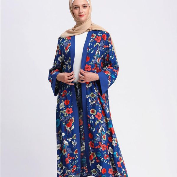 

ethnic clothing 2021 middle east women's muslim print patchwork with long turkish style cardigan gown and maxi dress kimono abaya kafta, Red
