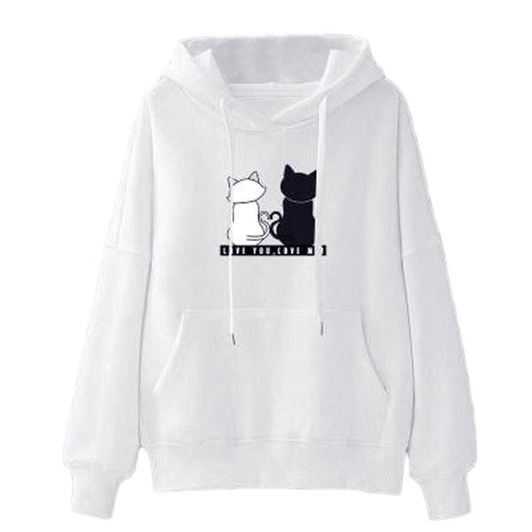 

women's hoodies & sweatshirts long sleeve hoodie pullover prints print pockets drawstring sweatshirt blouse women cute hooded, Black