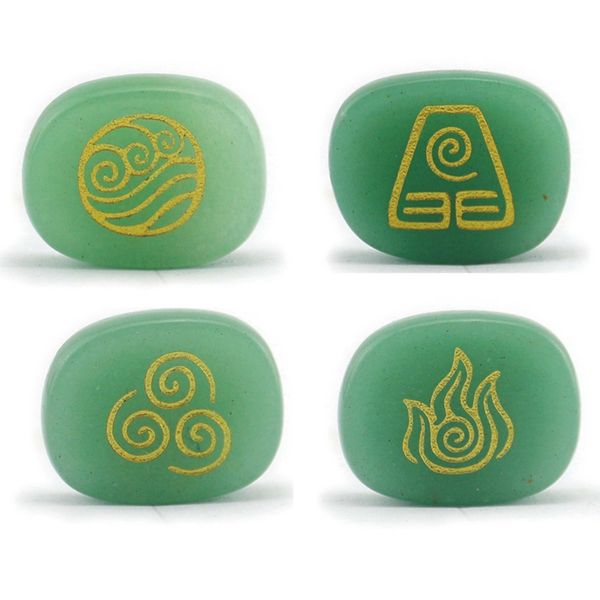 

natural stone loose gemstones engrave fire/air/water/earth 4 element pattern divination crystal ornament religious reiki symbol healing amul, Black