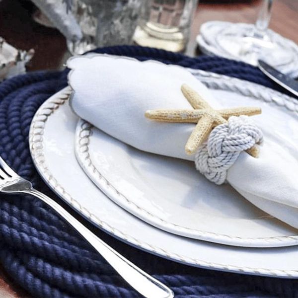 

napkin rings 4pcs set white sailor knot natural jute ring rope woven buckle