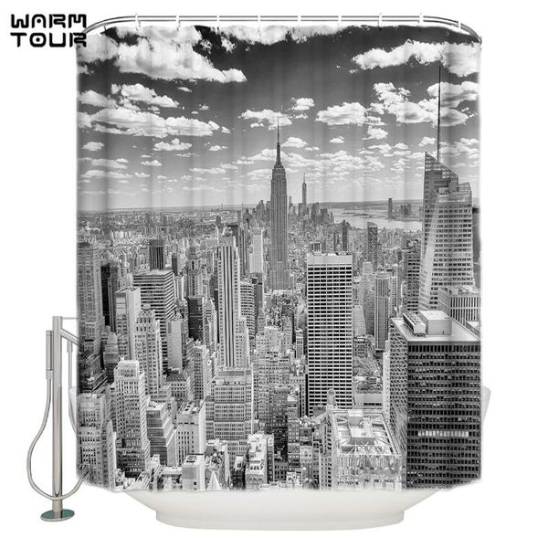 

shower curtains warmtour curtain grey york city waterproof bathroom decor
