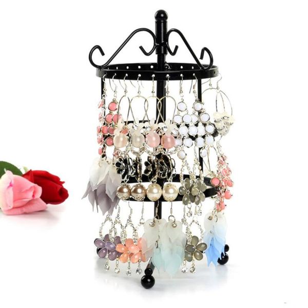 

jewelry pouches, bags rotating earrings holder rack earring organizer shelves multifunction, Pink;blue