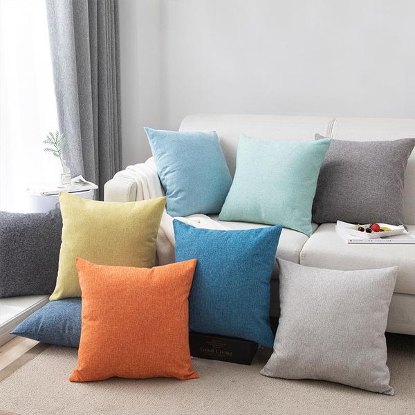 

cushion/decorative pillow cotton linen sofa cushion thickened solid color living room backrest square pillowcase