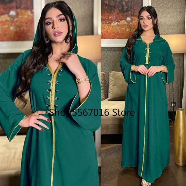 

ethnic clothing elegant lady islamic abaya dubai turkey muslim hooded dress women moroccan caftan 2021 eid mubarak djellaba femme, Red