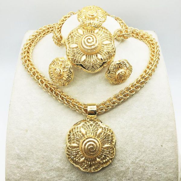 

earrings & necklace bridal gift nigerian wedding african beads jewelry set brand woman fashion dubai gold color wholesale design, Silver