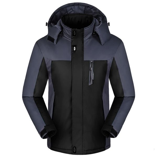 

men's down & parkas men winter long sleeve warm hooded zip thick fleece coat outwear wind jacket parka 5yn1, Black