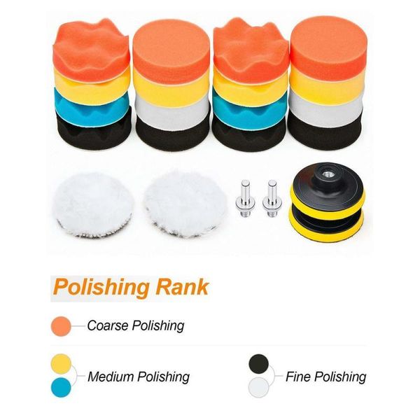 

1set 3 inch sponge car polisher waxing pads buffing kit for boat polish buffer drill wheel polishing removes scratches cleaning tools