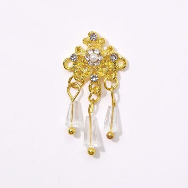 

50pcs/17mm floral + crystal nail dangle charms jewelry decoration parts art charm stone parts, 7 types (10x17mm/) decorations1, Silver;gold
