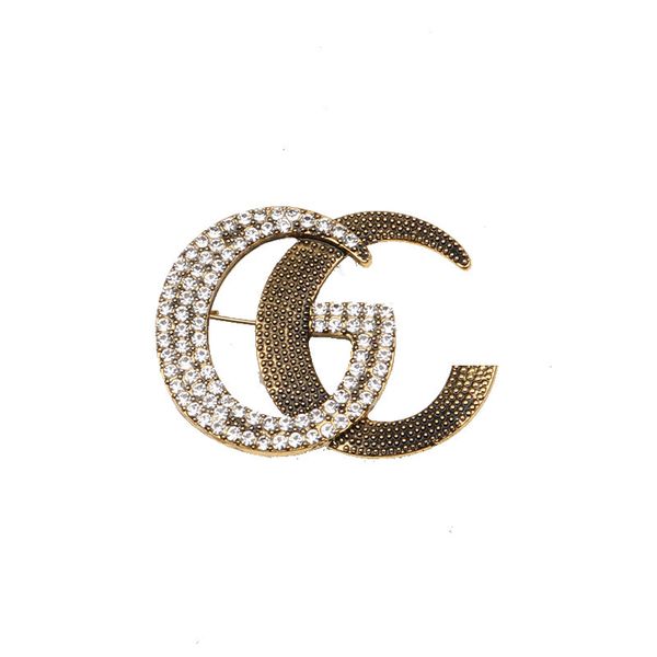 

luxury women designer brand letter brooches 18k gold plated inlay crystal rhinestone round jewelry brooch pearl pin scarf clothing retro dec, Gray