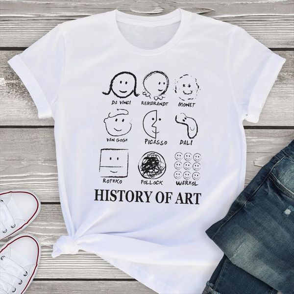 

graphic cartoon funny face women t shirt art short sleeve print 90s summer tees clothing female womens, White