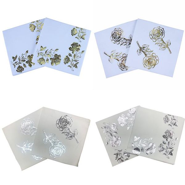 

disposable dinnerware 20pcs/lot lovely golden rose napkins gold/silver paper serviettes for wedding party supplies valentine's day deco