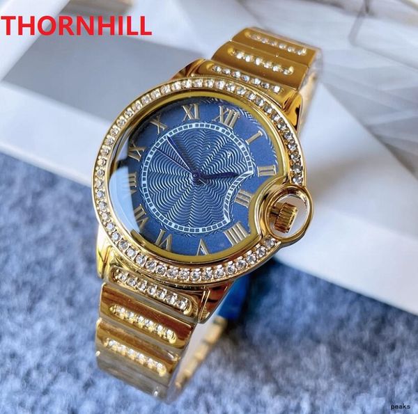 Donne di alta qualità Tempo orologio da tavolo 35mm Diamanti completi Iced Out Designer orologi orologi al quarzo amanti orologio orologio da polso