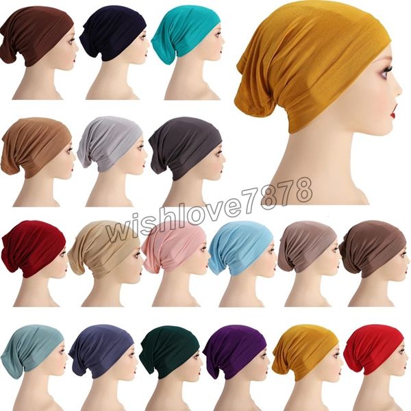 

2022 soft modal inner hijab caps muslim stretch turban cap islamic underscarf bonnet hat female headband tube cap turbante mujer, Blue;gray