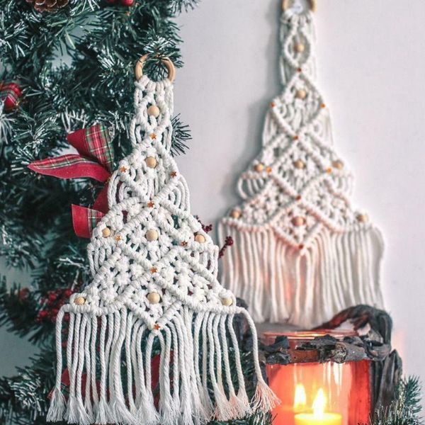 

tapestries hand-woven macrame tapestry woven christmas tree hanging pendant wall decoration
