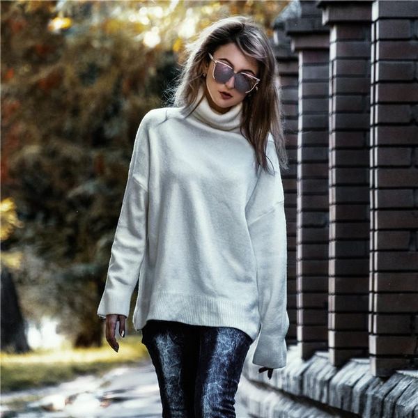 

women's sweaters 2021 women pullover sweater knitting autumn winter casual solid turtleneck vintage ladies thick sw1027, White;black