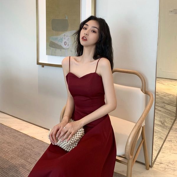 

wonder sleeveless dress holiday vintage female backless criss-cross fashion slim lacing chic ins clothing 210510, Black;gray