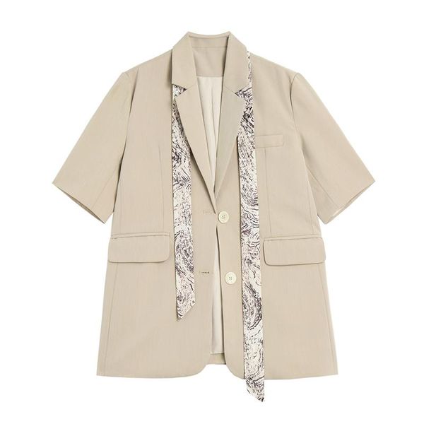 

women's suits & blazers superaen khaki solid short sleeve blazer 2021 summer thin casual small suit, White;black