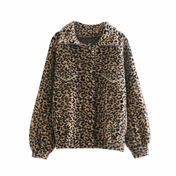 

women's jackets fashion women sd115-9252 european and american leopard coat, Black;brown
