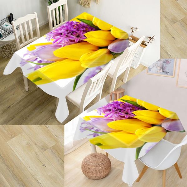 

table cloth arrival 3d modern tulips flower tablecloth square /rectangular for wedding tv covers tea