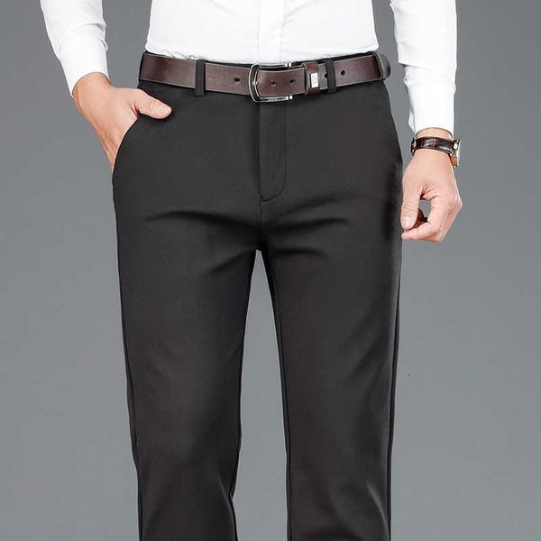 

men's pants autumn knitted fabric business straight-leg casual classic style fashion stretch trousers male brand hj81, Black