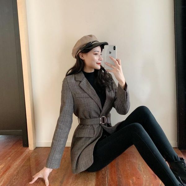 

autumn winter women's blazers button with belt pockets formal jackets outerwear england style gd442 suits &, White;black