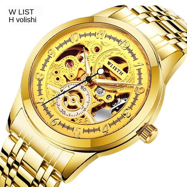 

analog watch gold men's fashion wristwatches, Slivery;brown