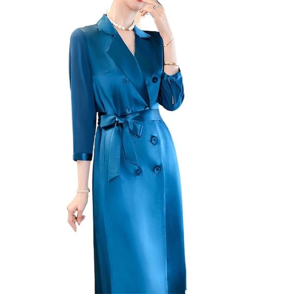 

fashion woman dress summer blue acetate satin high-end suit dresses for women 210520, Black;gray