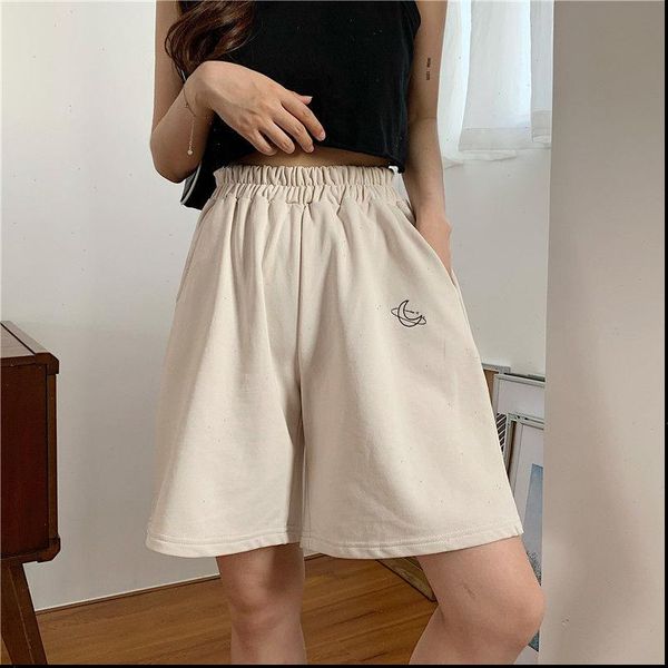 

casual embroidery elasticity lovely girls women shorts korean style sweet students harajuku simple oversize female, White;black