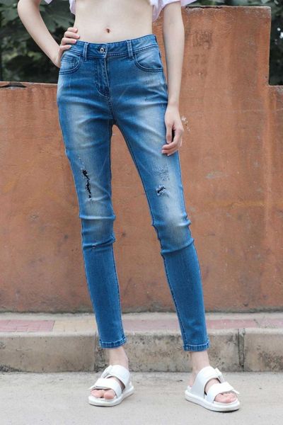 

jeans women's straight in summer 2021, Blue