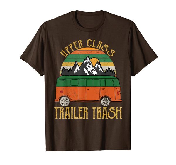 

upper class trailer trash funny camping summer lovers t-shirt, White;black