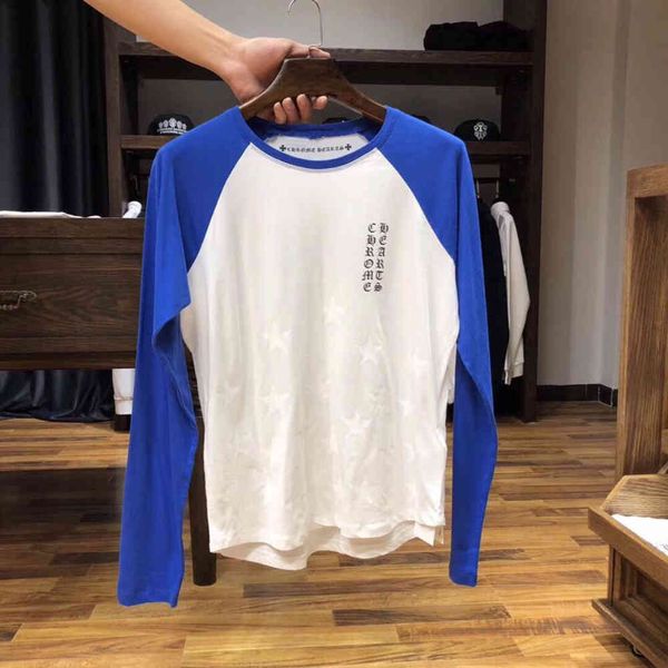 

autumn winter 2021 fashion br new long sleeve cro star sanskrit print men's and women's casual t-shirt, White;black