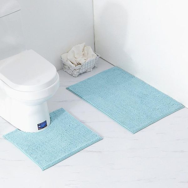 

bath mats 2pcs all chenille bathroom mat set rectangle u shape toilet rugs kit non-slip carpets floor badmat