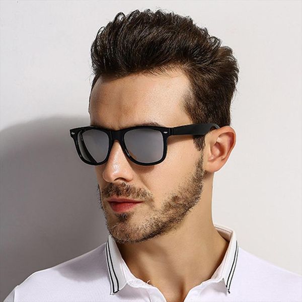 

[el malus]polarized square frame sunglasses men male night gray silver blue lens mirror retro brand designer sun glasses, White;black