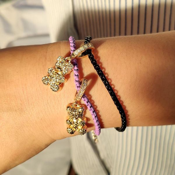 

chains 2022 balloon puppy metal bear zircon pendant enamel box chain bracelet for women rainbow color animal party jewelry, Silver