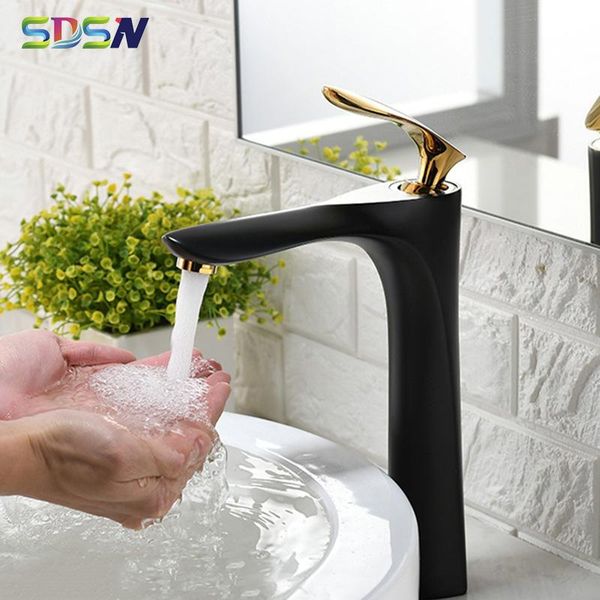 

bathroom sink faucets cold mixer tap quality copper alloy black gold basin single handle