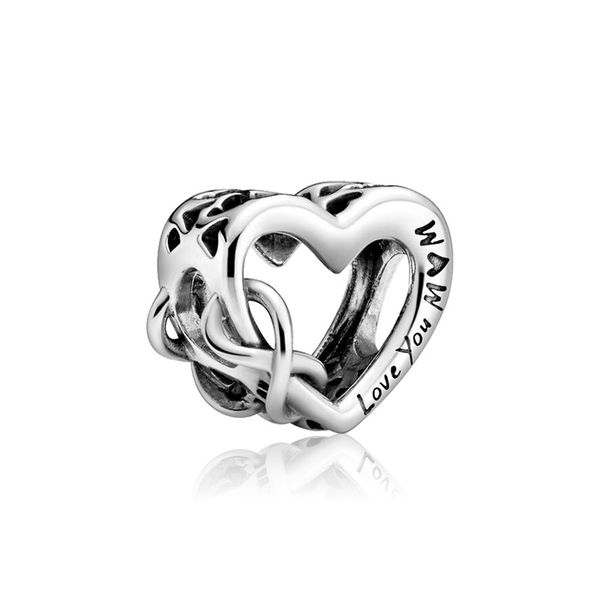 

love mum heart charm bead big hole fashion women jewelry european style for pan diy bracelet necklace panza006-9, Bronze;silver