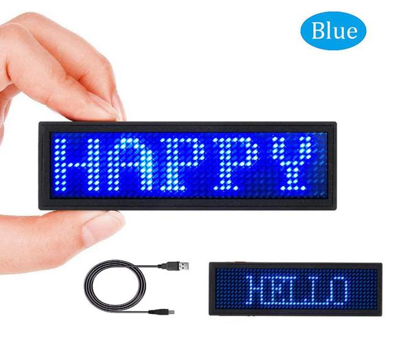 

led name badge blue, usb programming digital display rechargeable card tag screen for bar l party supermarket school and restaurant business
