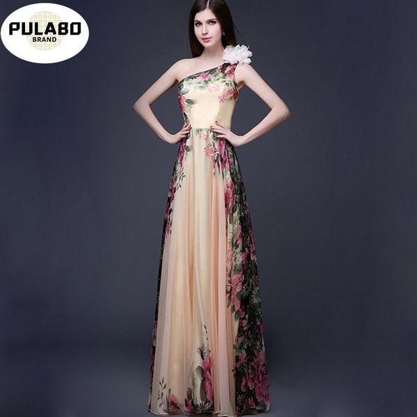 

women's fashion elegant one shoulder print long banquet dress summer bohemian beach party night maxi dresses casual, Black;gray