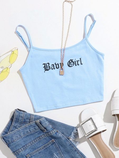 

letter graphic cami d0xu#, White