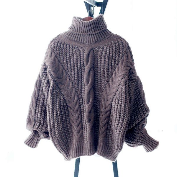 

women's sweaters sweatersloose sweater female high collar hemp flower autumn and winter thick warm woolen bean sand grey yellow t-shirt, White;black