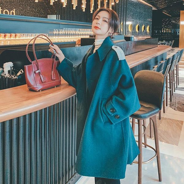 

Women's Wool & Blends [EWQ] Winter Autumn Coat Women Sweet Long Sleeve Woolen Mantel Kaschmir Warm Casual Ladies Overcoats 16Q1006 ZGGM, Black