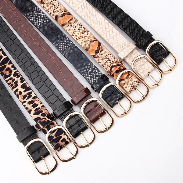 

belts 2021 vintage snake leopard print belt for women black fashion waist leather lady female waistband, Black;brown