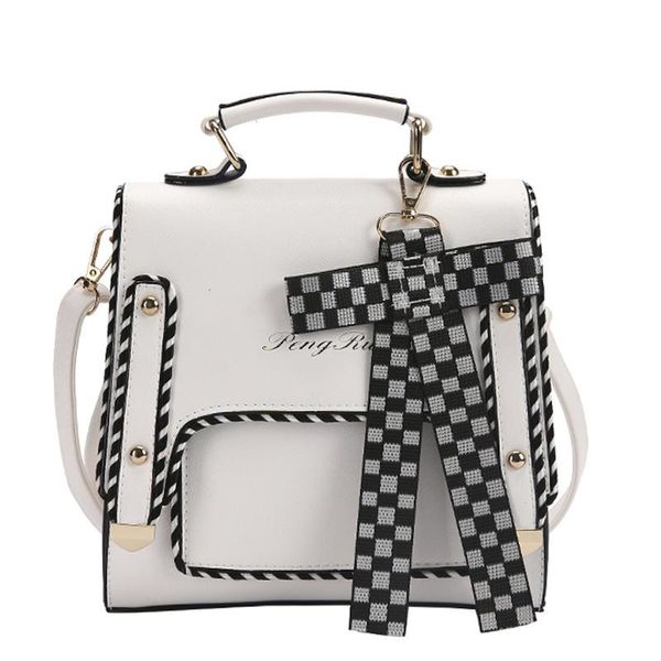 

school bags women fashion pu leather backpack solid color luxury designer ladies with plaid bow for femme