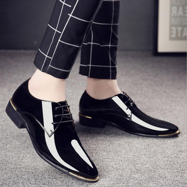 

dress shoes 2021 ly men's quality patent leather white wedding size 38-47 black soft man