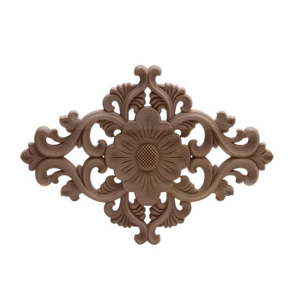 

decorative objects & figurines european retro carved wood frame onlay decal applique long flower large leaves rubber cabinet home furniture