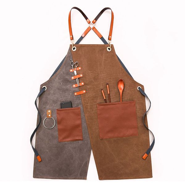 

factory wholesale denim apron korean style male work clothes barber cafe shop waiter female waist custom logo work apron