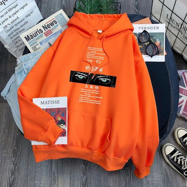 

men's hoodies & sweatshirts anime jujutsu kaisen gojo satoru cartoon print men streetwear warm autumn fleece soft mens and womens loos, Black